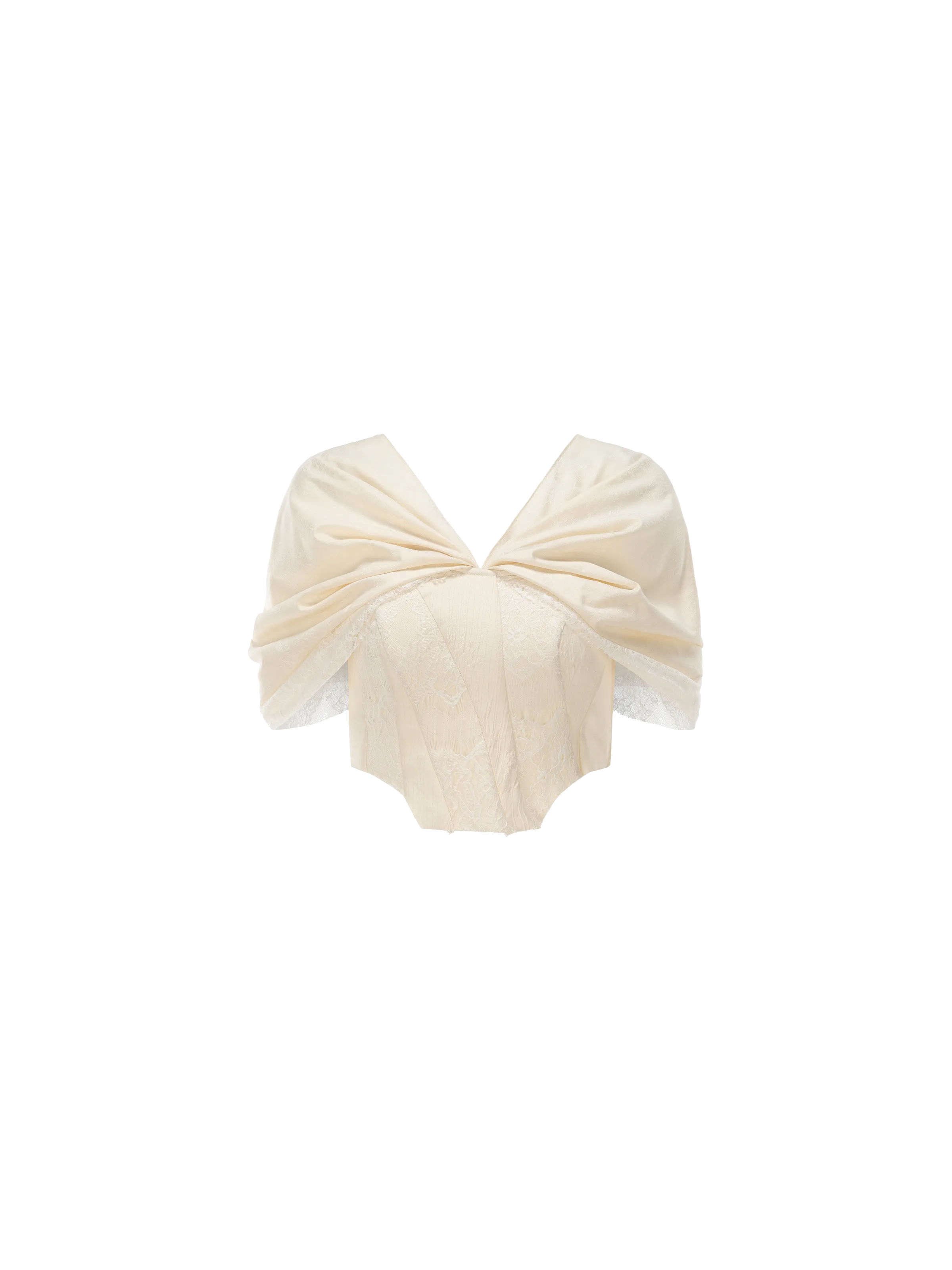 Beige Jacquard Off-Shoulder Lace Top