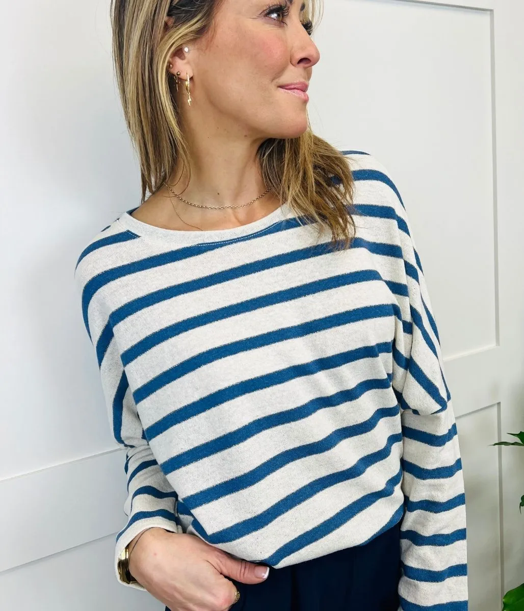 Blue Sparkle Stripe Top