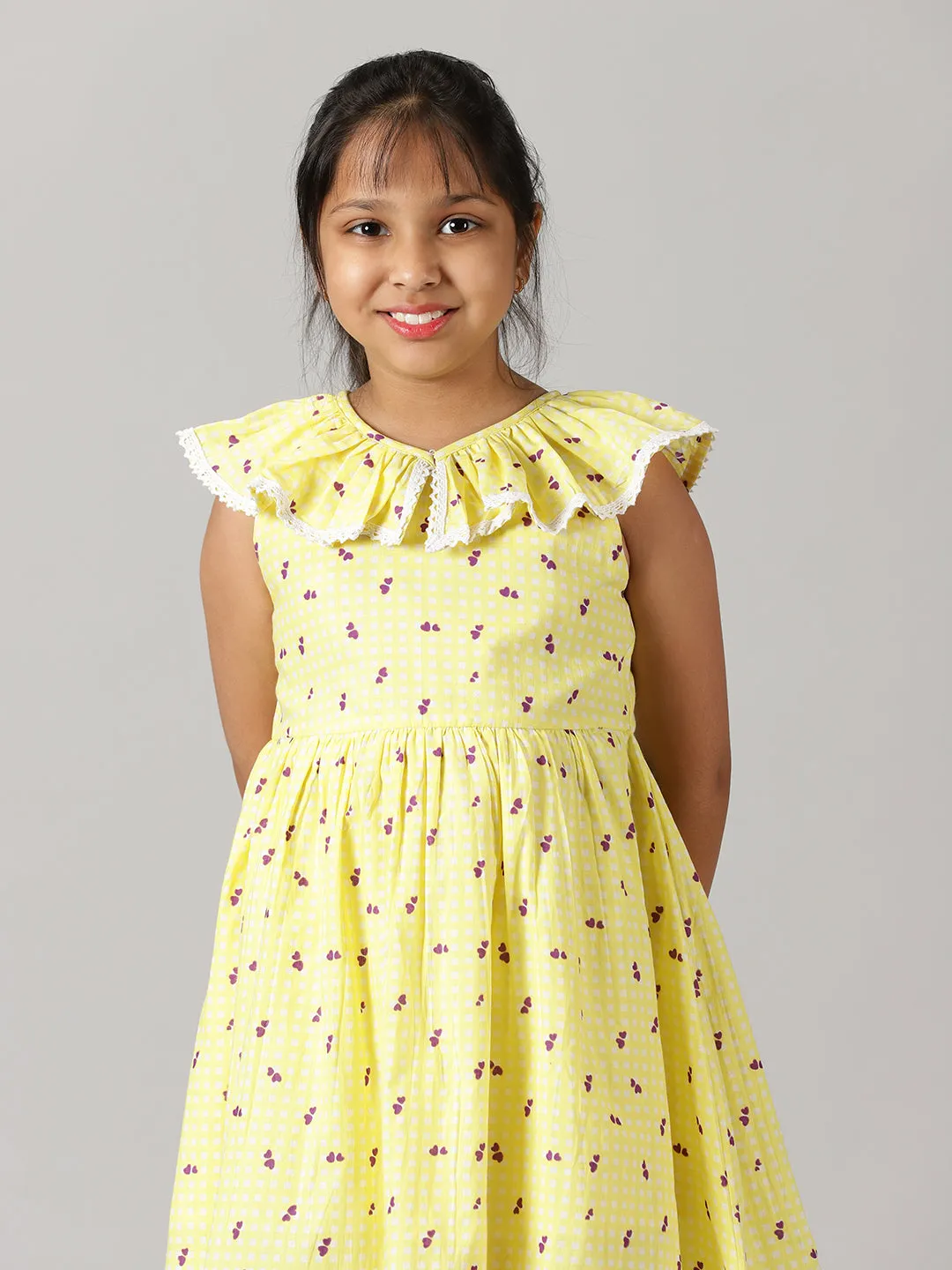 Girls Ruffle Neck Dress