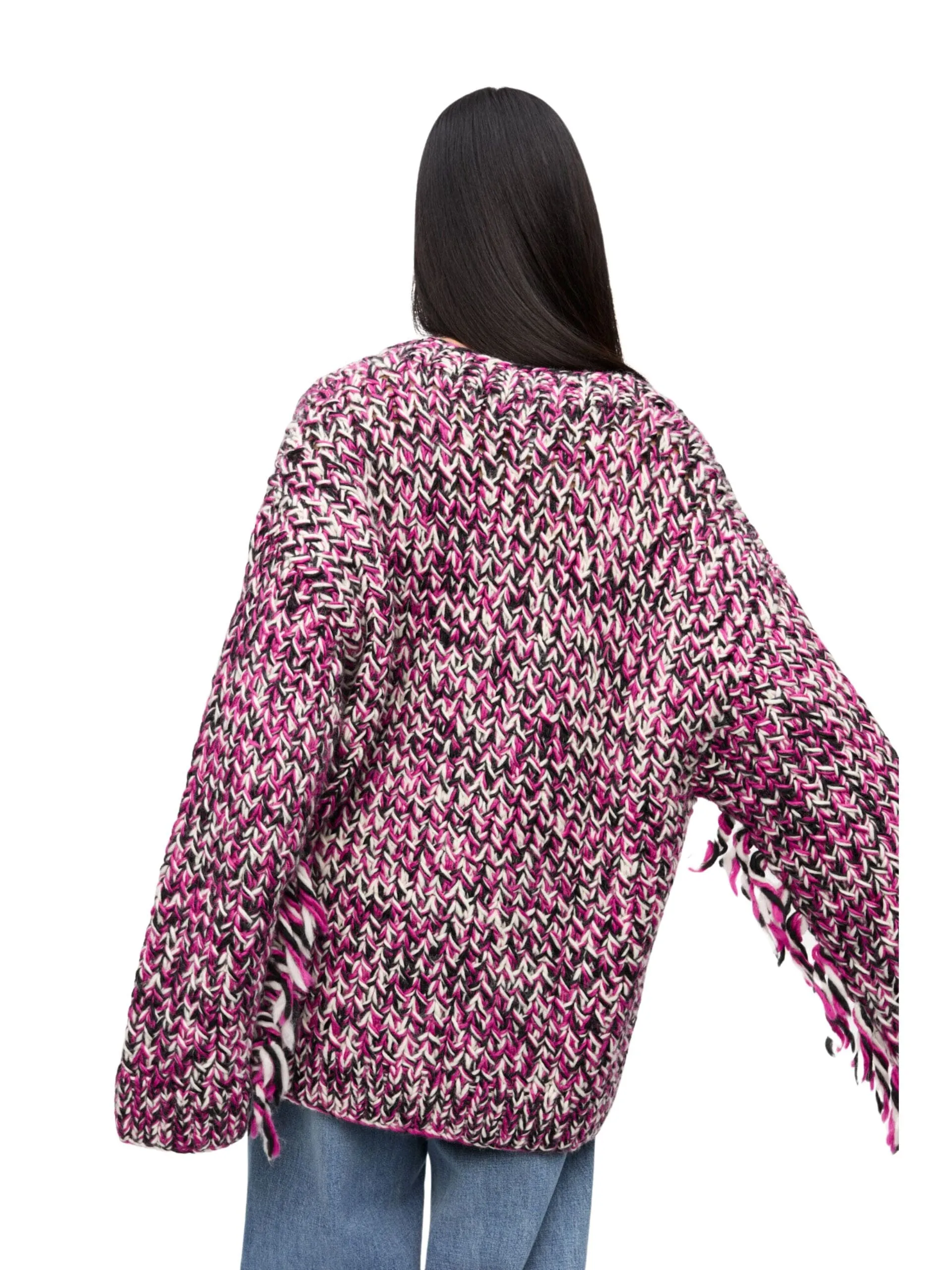 Graphic Wool Handknit Cardigan / Boysenberry