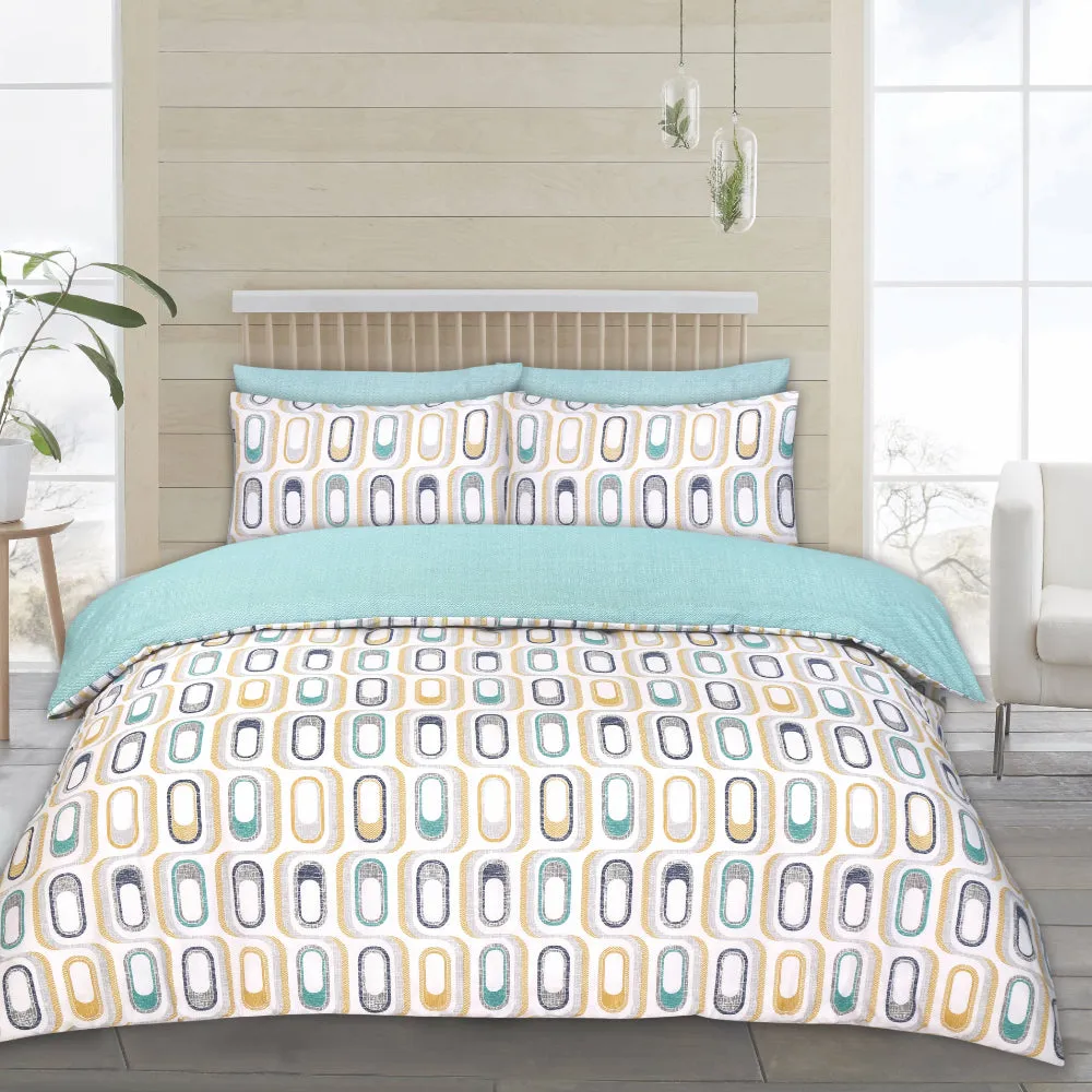 Lewis's Twin Pack Retro / Weave Duvet Set - Teal