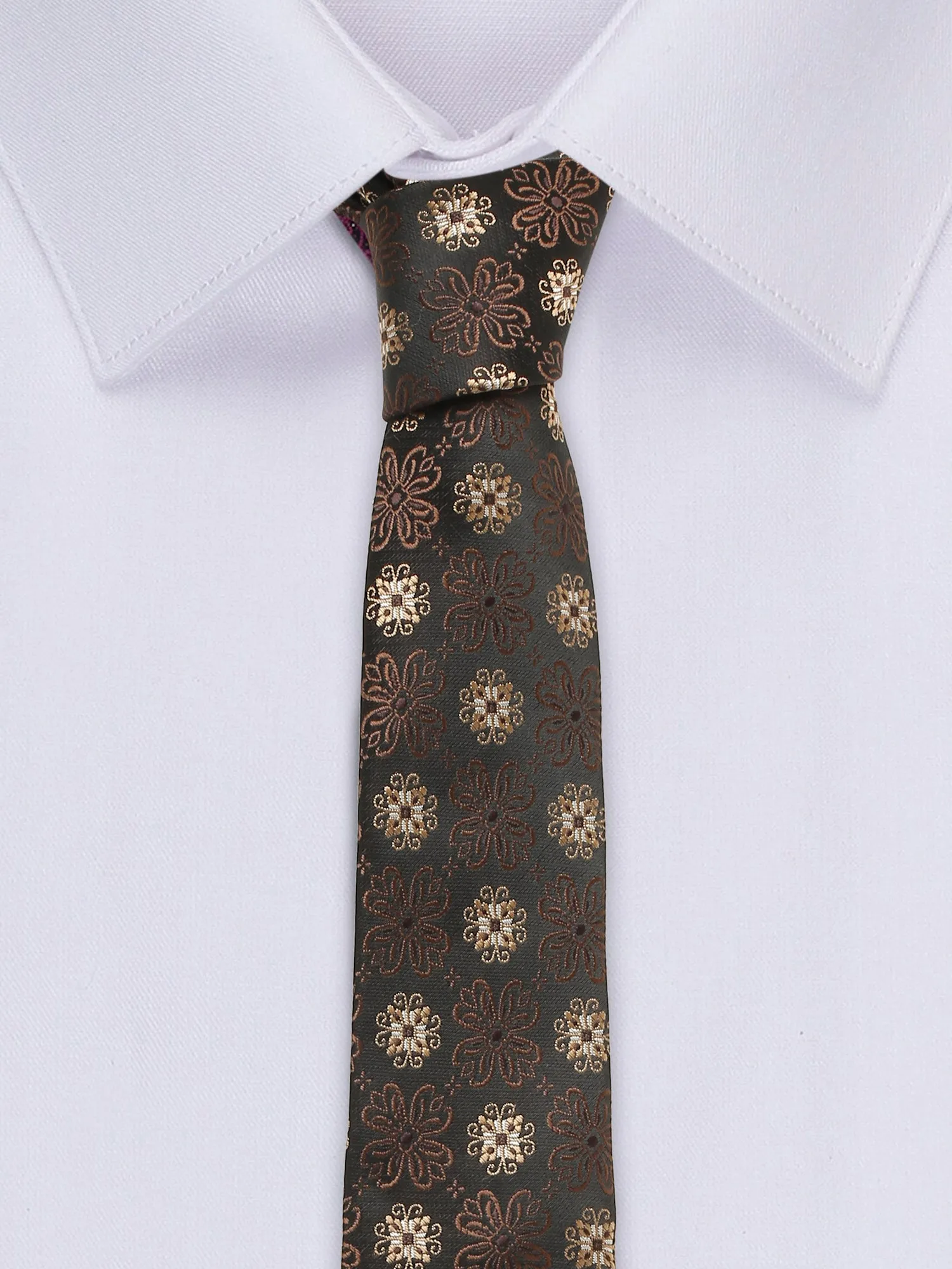 Men's Brown Fashion Floral Pattern Tie Set