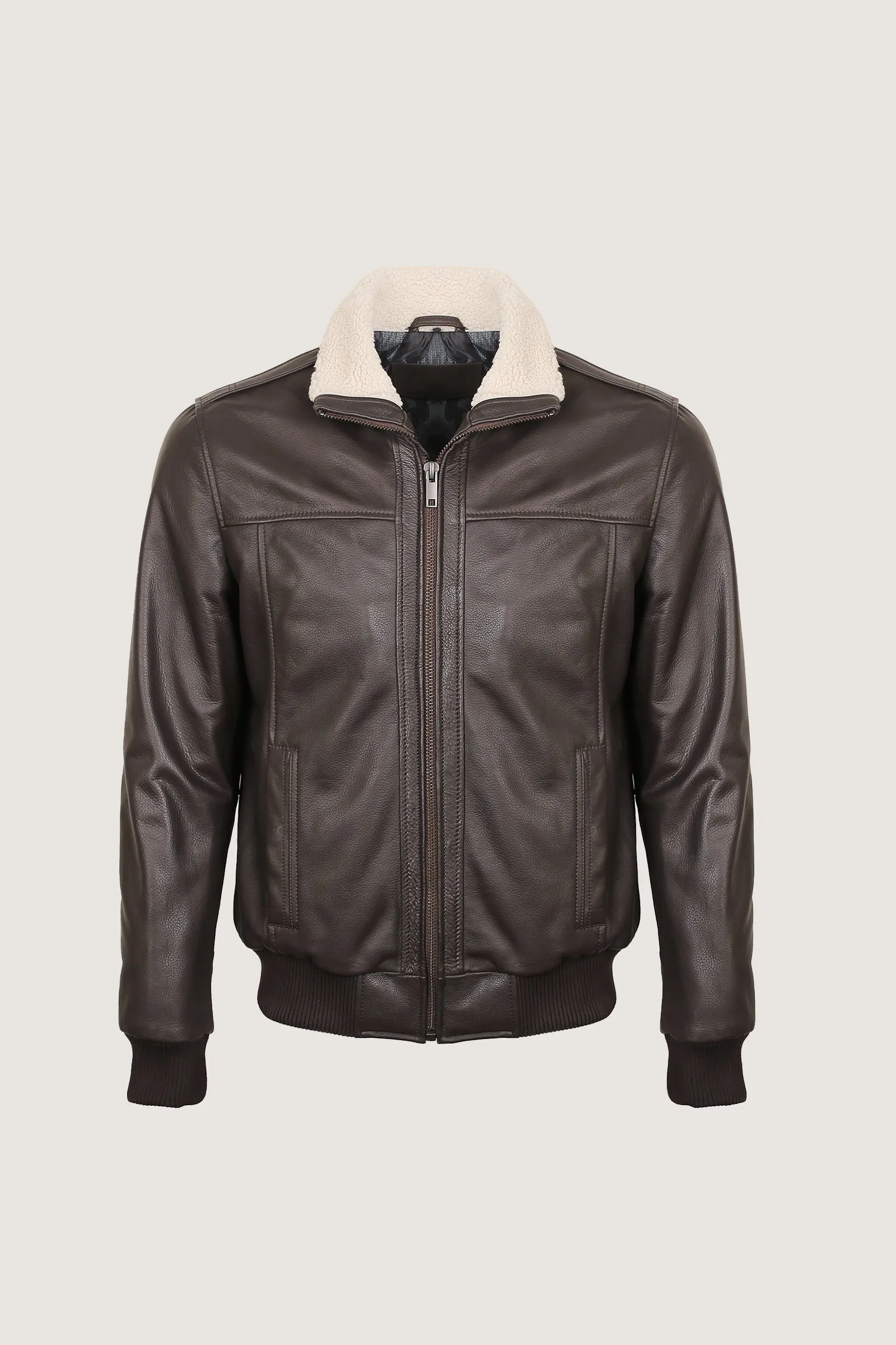 Pilot Leather Jacket With Fur Collar