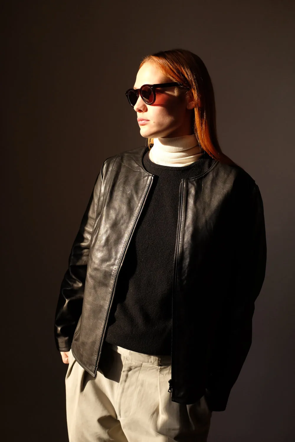 VINTAGE CLEAN BLACK LEATHER JACKET